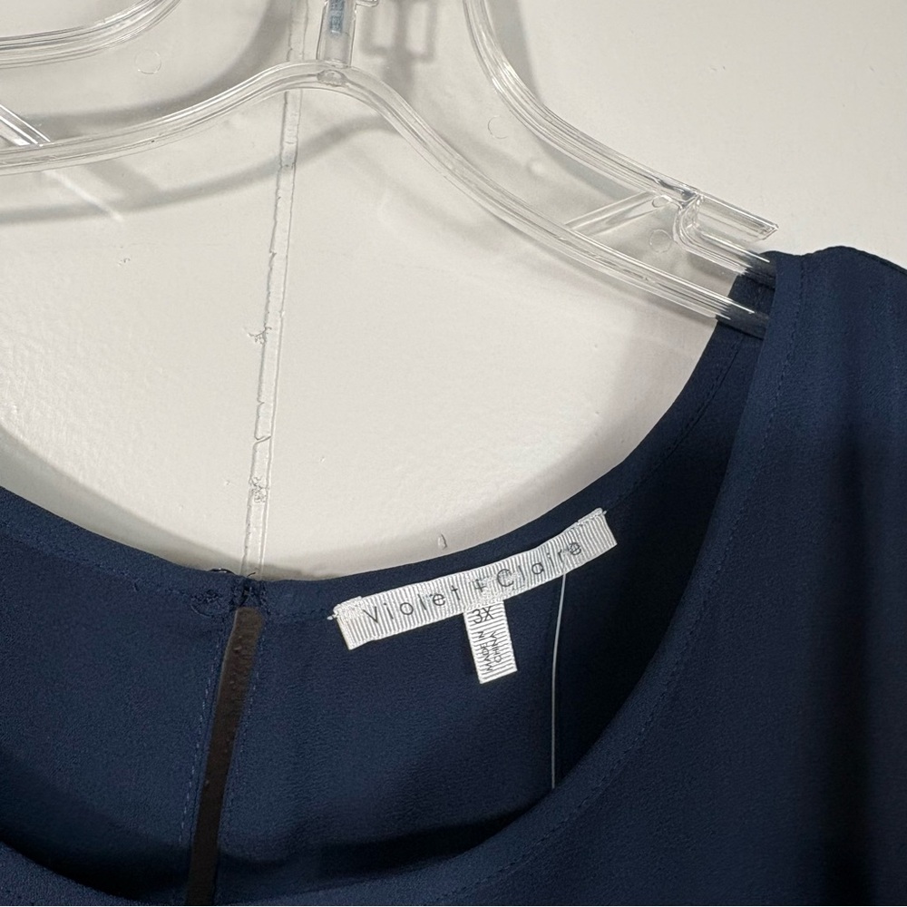 Violet & Claire Navy Blue Sleeveless Lightweight Plus Size Top NWT 3X Office - Picture 2 of 6